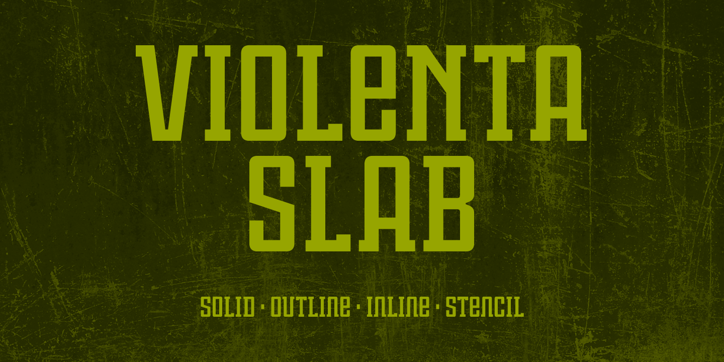 Beispiel einer Violenta Slab Solid Unicase-Schriftart